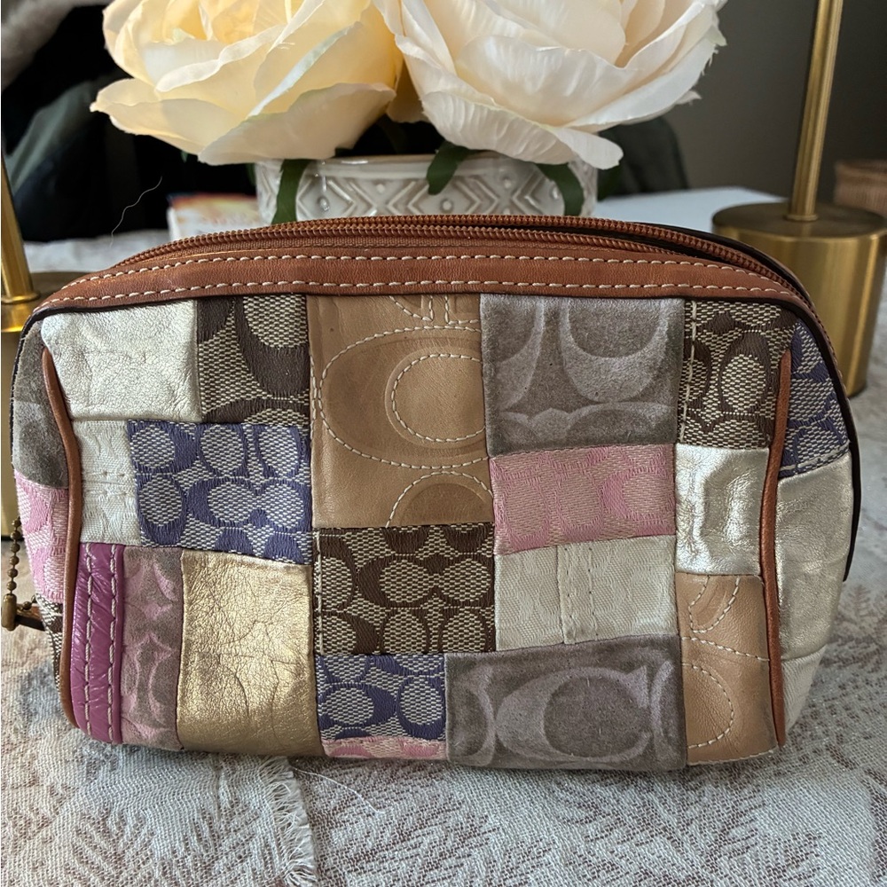 Authentic Coach Patchwork Cosmetic Bag - Style F1… - image 1